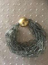 Armband Damen Ösen Edelstahl und kleine Kugel vergoldet markenlos Länge 22 cm