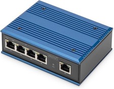 DIGITUS PoE Netzwerk-Switch 5-Port Gigabit Ethernet DIN-Rail Montage Lüfterlos 