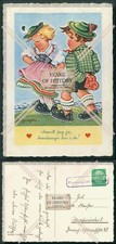 AK Landpoststempel Hamburg Kirchwerder Junge und Mädchen in bayrischer Tracht 