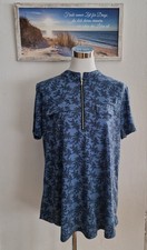 Tunika Bluse Shirt Damen Oberteile Blau / Schwarz Muster kurz Arm Größe XL