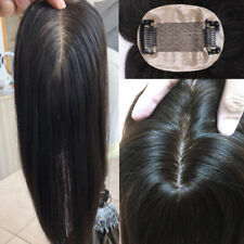 Damen Toupet Clip in Topper Echthaar Haarteile Silk Mono Toupee For Hair Loss DE