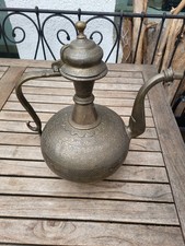 Antike Messing Mokka Tee Kanne  Gravur 34cm Höhe, 2,2 Kg schwer, handgefertigt