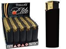 50er Display Elektronik Feuerzeug  Gold Schwarz gummiert Nachfüllbar 