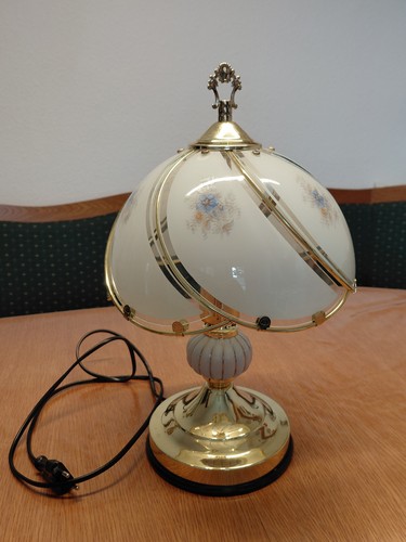 Tischlampe messing glasschirm - tischlampe,
