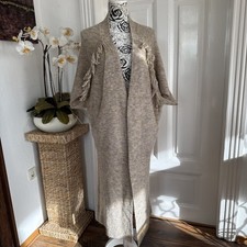 Slowlove Strickjacke Beige Lila Gelb Gr XS/S Waden Lang Cortefiel Wollanteil