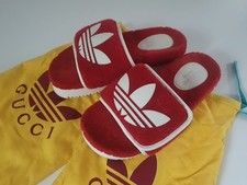 Gucci x Adidas Maple Red Terry Cloth Slides Sandalen Pantoletten Gr. 37 Original