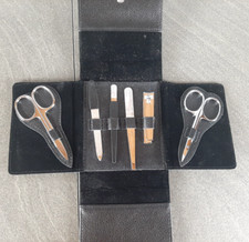 Maniküre Set NAIL KIT im schwarzen Leder Etui aufklappbar