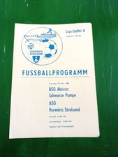 Programm ASG Vorwärts Stralsund - BSG Aktivist Schwarze Pumpe Liga DDR 1988