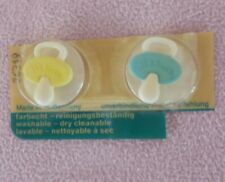 Set 2 Knöpfe SCHNULLER BABY Kinder Knopf GELB BLAU  Dekoknopf VINTAGE 90er G6