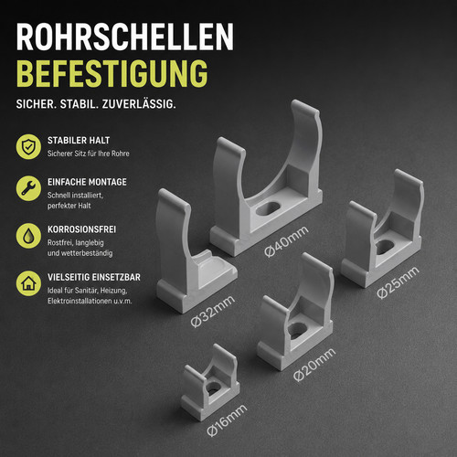 Rohrschellen grau m16 - Ø, m20