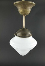 Deckenlampe Jugendstil Hängelampe Antik Messing brüniert Lampe Opalglas Artdeco 