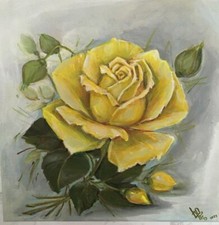Bilder Acryl /Leinwand/handgemalt*Vintage Rose in Gelb*/20x20cm/the yellow rose