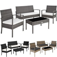 Polyrattan Gartenmöbel Sitzgruppe Lounge Alu Gartenganitur Essgruppe mit Tisch