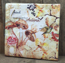 Ambiente Servietten Lunchservietten 33 x 33 cm  Pilze Laub Herbst