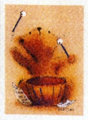 Grußkarte teddy mit pauke - teddy,