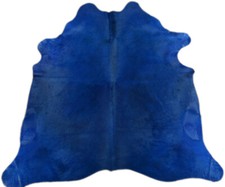 KUHFELL STIERFELL BLAU GEFÄRBT ca. 210 x 190 cm RINDER FELL TEPPICH