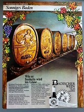 Sonniges Baden Badischer Wein Original 1974 Vintage Werbung Reklame advert