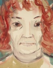 JOHANNES RICHTER - "Frau mit rotem Haar" - Aquarell um 1970