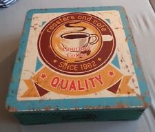 Teekiste Gewürz Metall 9 Fächer Kaffeewerbung Aufbewahrungskiste 26x26cm Vintage