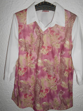Damen Bluse Shirt Gr. 48 *Lady Anne fashion* mit weißem Krageneinsatz  rosa-weiß