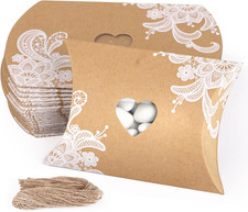 Gastgeschenke Hochzeit Box - 50 Stück Kleine Kissenschachteln 9x6.5x2cm - Kraftp