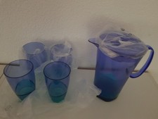 Tupperware  Eleganzia-Set: "RARITÄT Blaue Lagune, Kanne  2,1 L mit 4  Bechern  