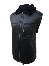 Leder Lammfellweste Lederweste Schaffell Fellweste Lammfell Jägerweste schwarz