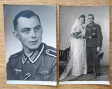 2 alte Portrait Foto bzw. Hochzeit Unteroffizier mit Nahkampfspange 1945