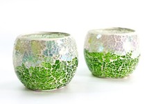 Windlichter ( 2er Set. ) Mosaik Glar Teelicht Kerzenhalter Kerzen Kärzenständer