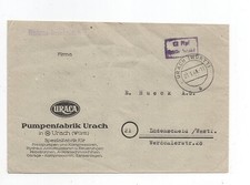 Gebühr bezahlt Brief Barfrankatur Urach 21.1.46 URACA Pumpenfabrik