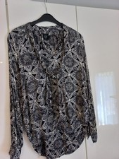 Damenbluse Größe 36/38 Stone Row Schwarz Weiß Zum Binden Und Reinschlüpfen