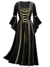 FEESHOW Renaissance Kleid Damen Mittelalter Kleider Halloween Mottoparty Kostüm