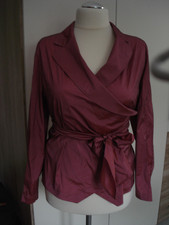 ESCADA elegante Wickelbluse Taftbluse in weinrot/Himbeer Gr. 46 - 48 EU / w.NEU