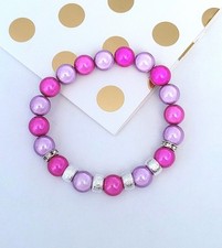 Sylvie's Magic 3 D Perlen Armband, 18 cm, Pink Flieder, Silber dehnbar /1560