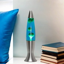 Fröhliche Lavalampe Blau Grün 40cm inkl. Leuchtmittel Retro Lampe ANGELINA