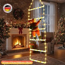 LED Weihnachtsmann Leiter Lichterkette Außen Innen Weihnachtsbeleuchtung Deko DE