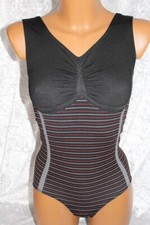 Schlankstütz Shapewear Badeanzug, UBF-PU - Nizza - Schwarz-Weiß-Rot - XL 46 48
