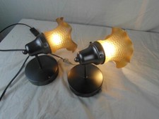 Wandlampe Paar Eisen Bruniert Jugendstil 2 Stück Glasschirm Vintage Edel o3b2