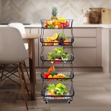 5 Etagen Regalwagen Küchenregal Stapelbar Gemüsekorb Obstkorb Aufbewahrungskorb