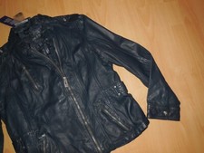 Cecil Echt Leder Jacke Dunkelblau Übergang XXL 44/46 Biker mit Etikett