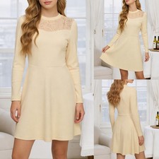 Damen Spitze Langarm Minikleid