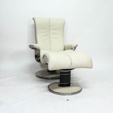 Ekornes Stressless Blues (M) mit Hocker Relaxsessel Fernseh Leder Beige bequem 
