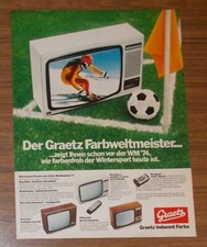 Seltene Werbung vintage GRAETZ EXZELLENZ KORNETT FÄHNRICH Farbfernseher 1974