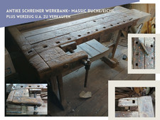 Schreinerbank massiv Buche/Eiche 2 m | Loft/Deko | Konvolut Werkzeuge, Schnitzbo