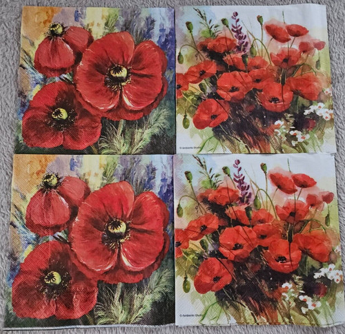 Servietten blumen roter mohn - servietten,