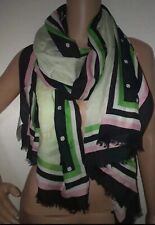 Marc Cain leichter Schal, Tuch In Grün, schwarz, Rosa,weiße Punkte BW, Seide Neu