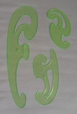 Burmester Kurvenschablonen 3 teiliger Satz, Doppelfacetten, DDR