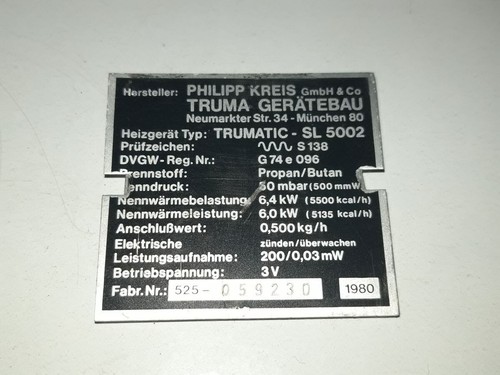 Typenschilld für trumatic - typenschilld,