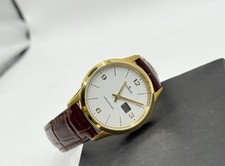 Dugena Funkuhr  vergoldet – Lederarmband braun – analog digital Uhr neu Batterie