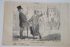 Karikatur-Honoré Daumier. Aktualites. Original  Lithographie aus Charivari. 7899